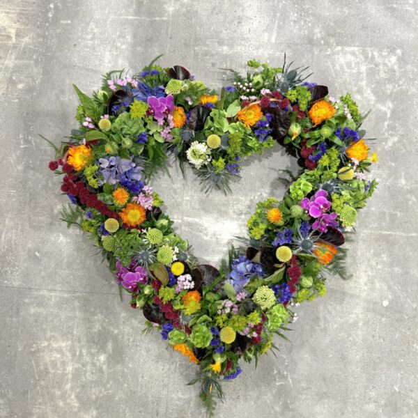 Hjerte (åbent) - Blomster til begravelse - Happyflower-dk