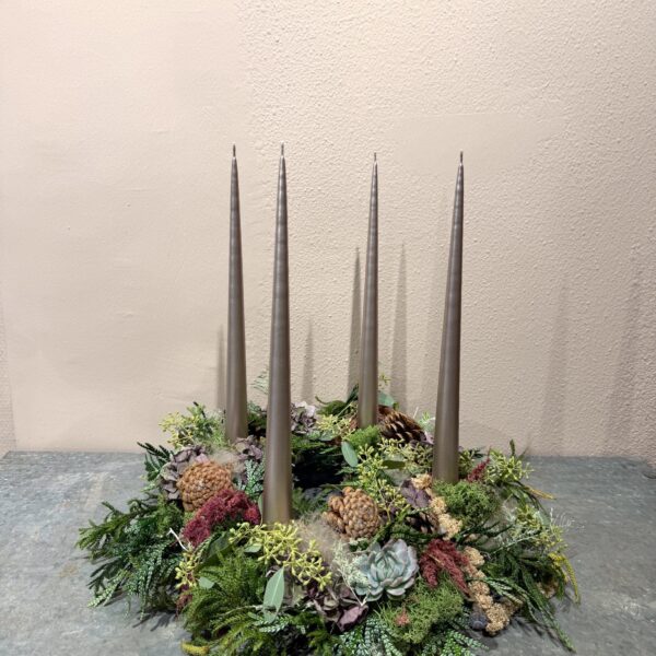 Adventskrans Champagne stagelys - Ester & Erik - Happyflower-dk