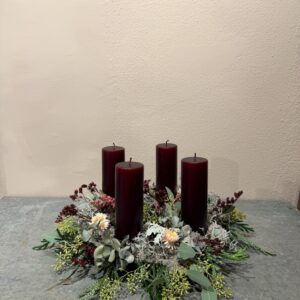 Adventskrans Deep Wine bloklys - Ester & Erik - Happyflower-dk
