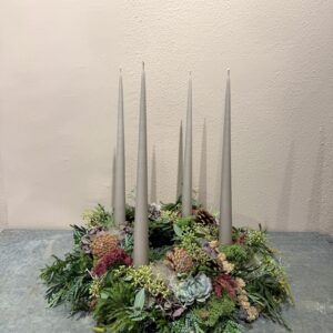 Adventskrans Linen Grey stagelys - Ester & Erik - Happyflower-dk