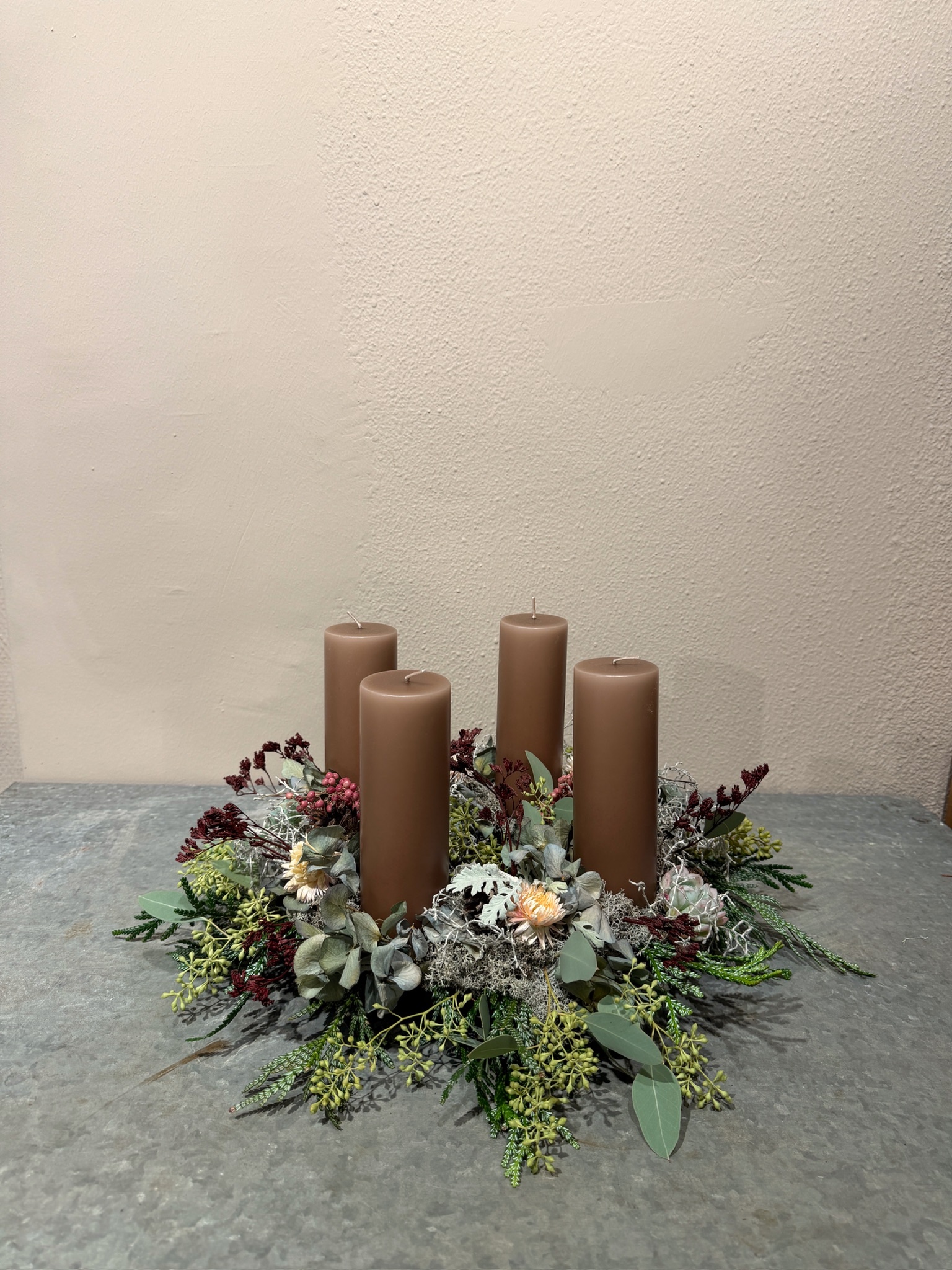 Adventskrans Soft Clay bloklys - Ester & Erik - Happyflower-dk