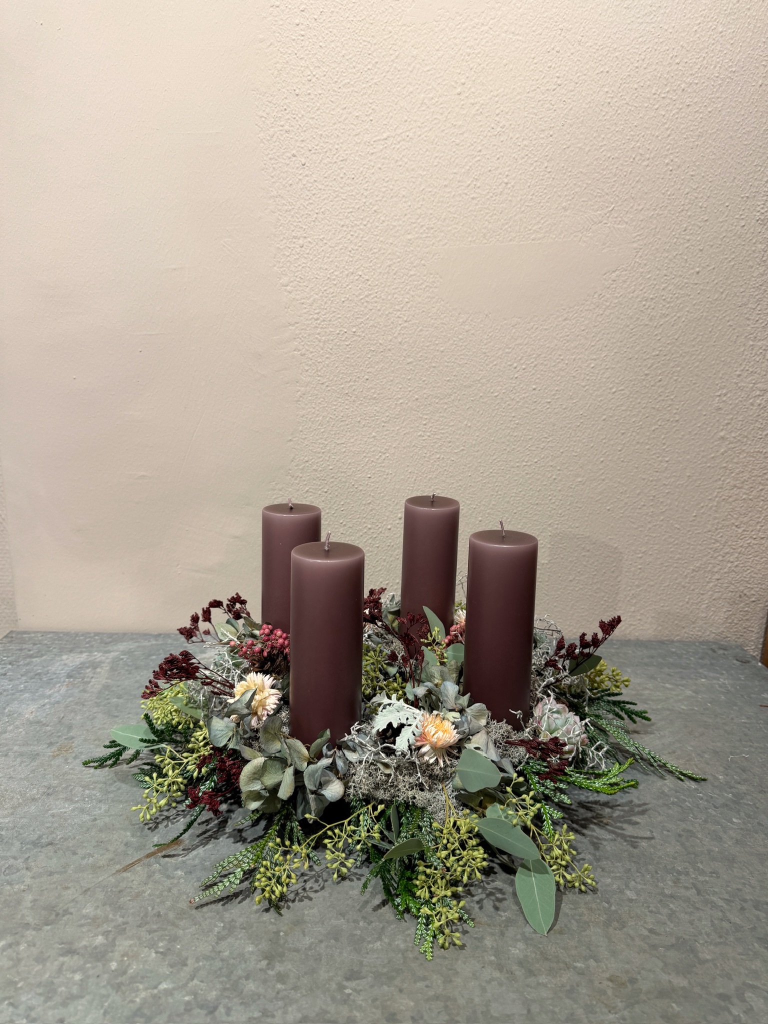 Adventskrans Winter Rose bloklys - Ester & Erik - Happyflower-dk.jpeg